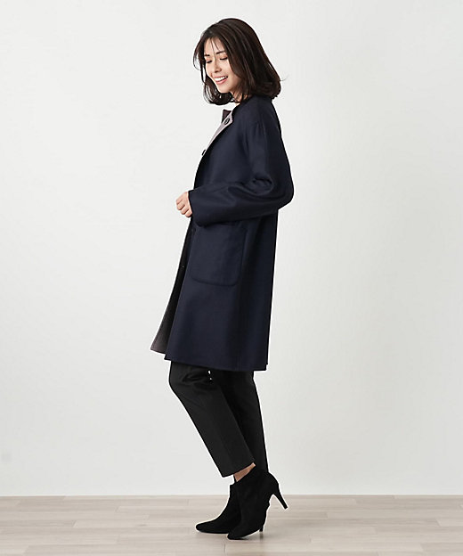 リバーシブルノーカラーコート【Leilian WHITE LABEL