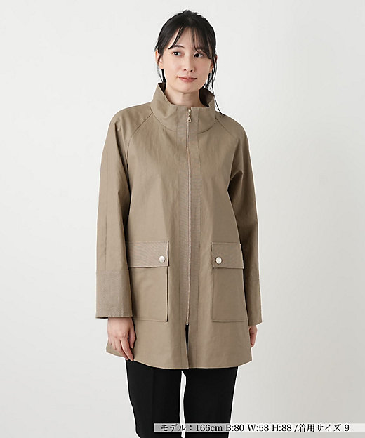 麻スタンドカラージップコート【ROCHAS Premiere