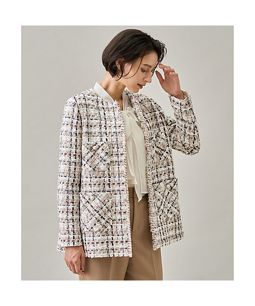 セットアップ対応商品】ラメスラブツイードロング ジャケット | ANAYI