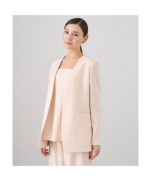 セットアップ対応商品】ストレッチクロスボタンレス ジャケット