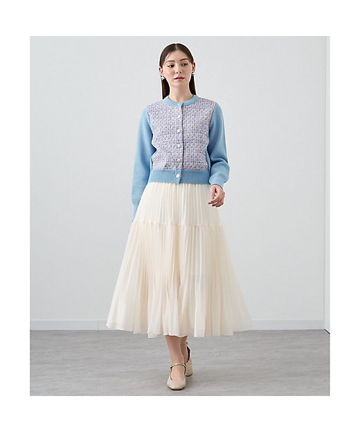 セットアップ対応商品】フィルムラメツイードコンビ カーディガン