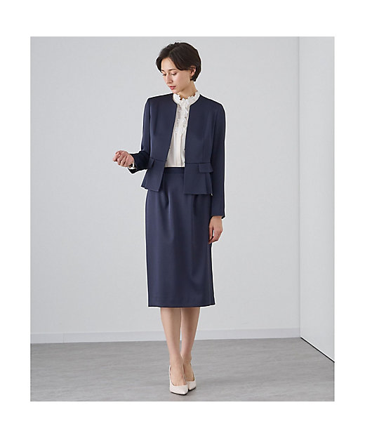 1109】アナイ トリアセサテンノーカラージャケット ライトグレー 38