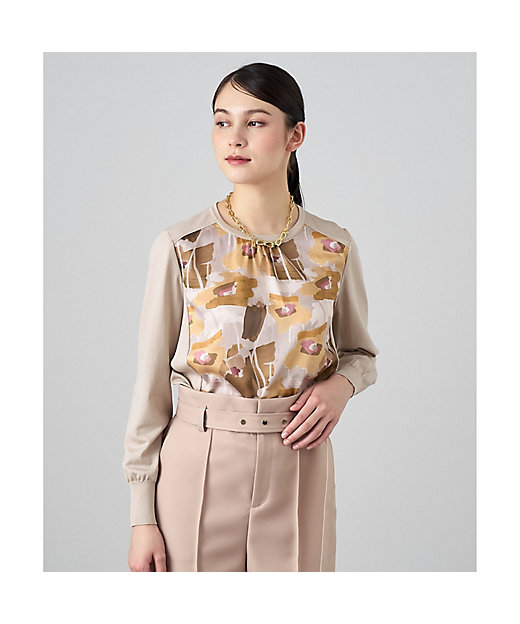 ペイントフラワープリントクルーネック プルオーバー | ANAYI/アナイ