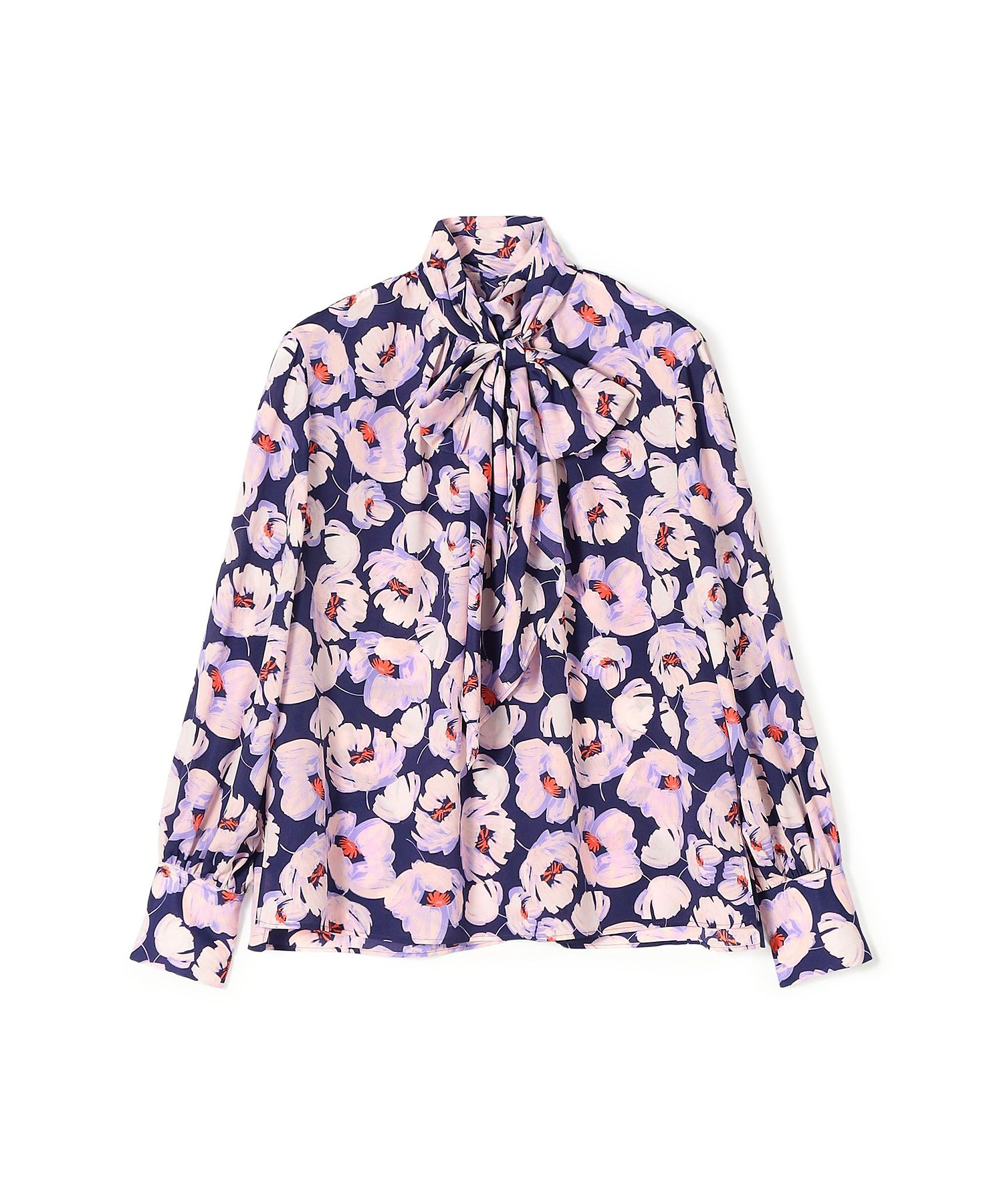フェザリーフラワープリント ボウタイブラウス | maison TOMORROWLAND