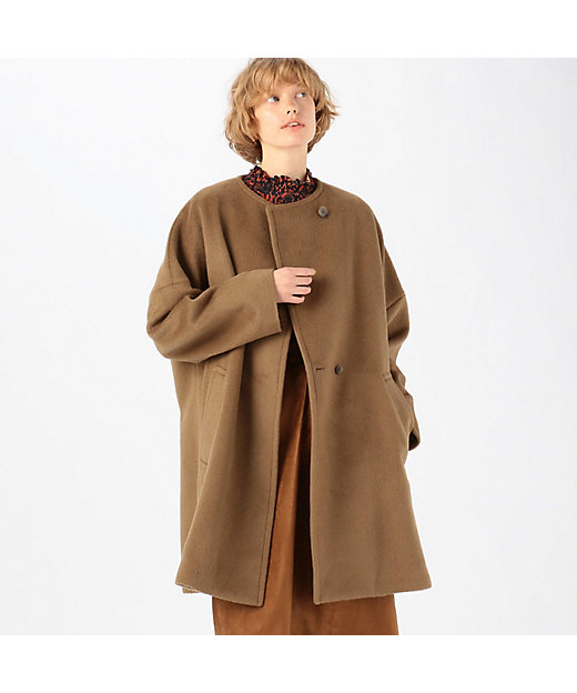 アルパカウールシャギー ノーカラーコート | maison TOMORROWLAND