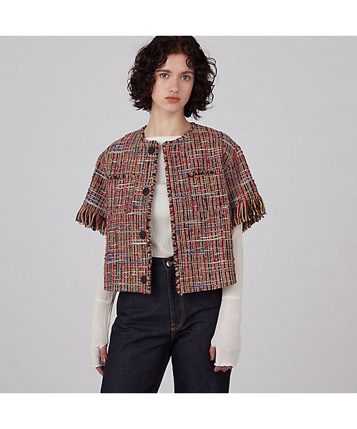 マルチツイード ラウンドカラージャケット | maison TOMORROWLAND