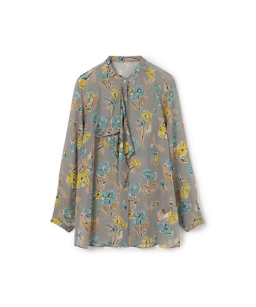 リンズフラワープリント ボウタイブラウス | maison TOMORROWLAND