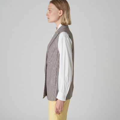 シルキーギンガムチェック ダブルブレストジレ | maison TOMORROWLAND