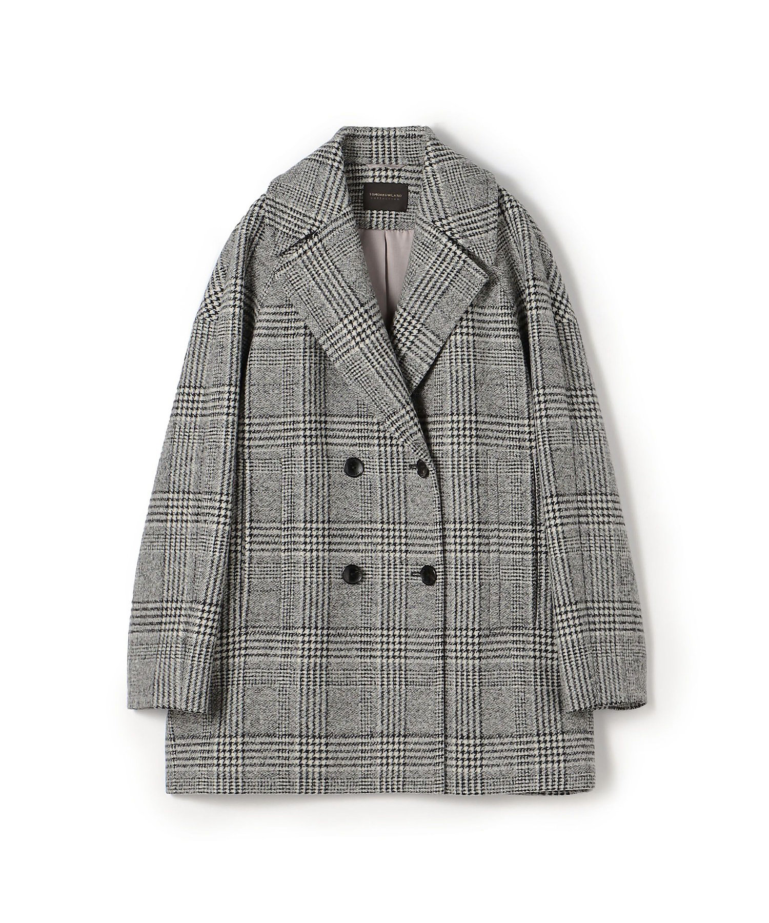 ウールカシミヤグレンチェック ショートコート | maison TOMORROWLAND