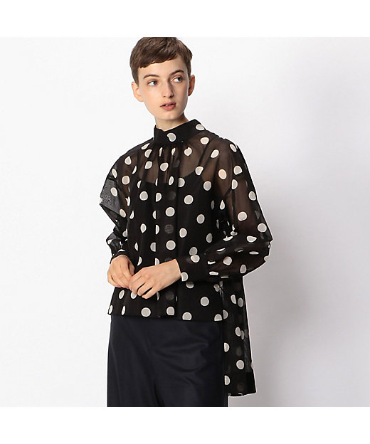 コットンオーガンジードットプリント バックボウタイブラウス | maison