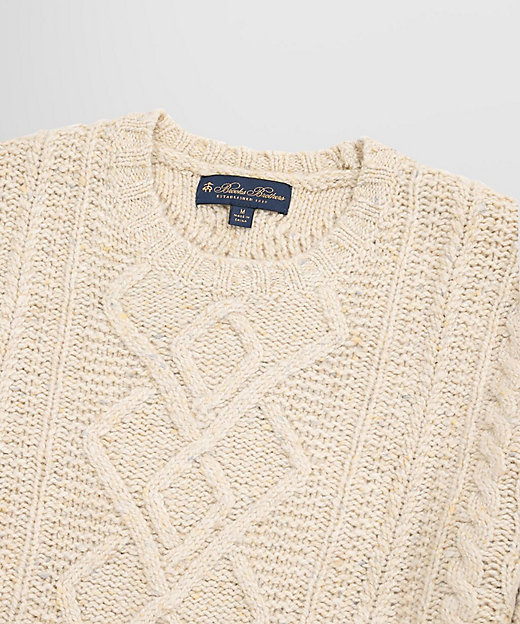 メリノウール ドネガル アランケーブル クルーネックセーター | Brooks
