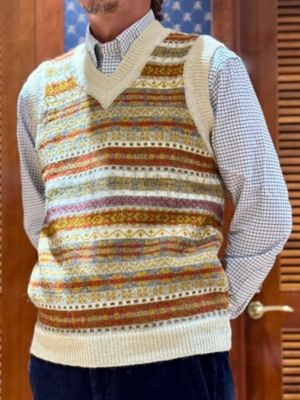 ウール フェアアイル Vネックベスト Made in UK | Brooks