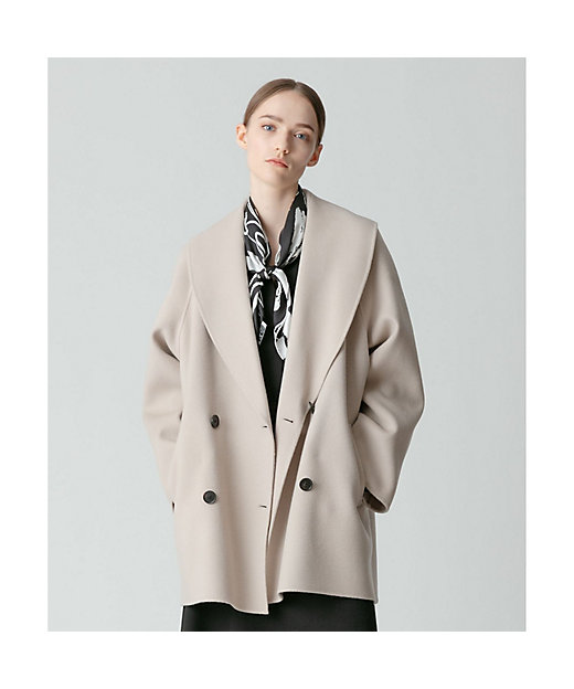 カシミヤ混ショールカラーミドルコート | allureville (Women