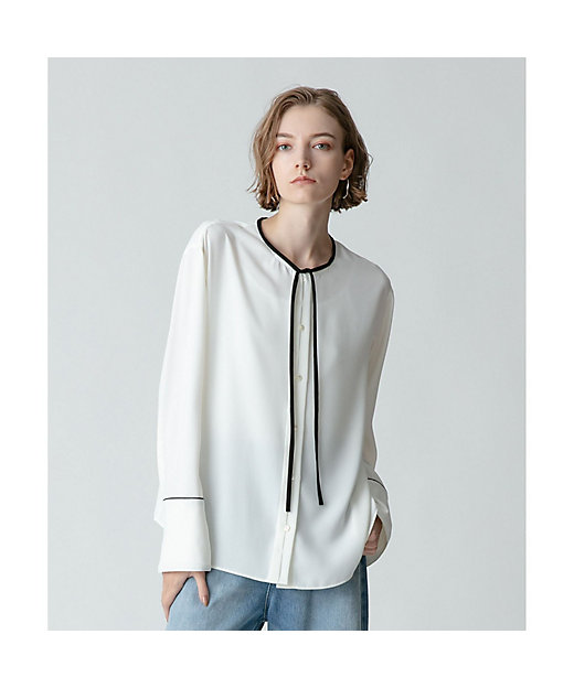 ジョーゼットホソパイピングブラウス | allureville (Women