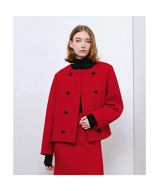 ショートビーバーノーカラージャケット | allureville (Women