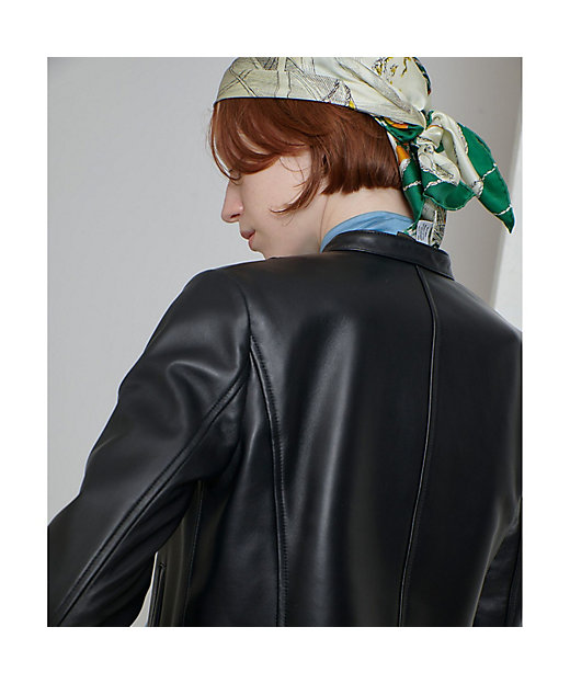 スタンドカラーレザーライダースジャケット | allureville (Women