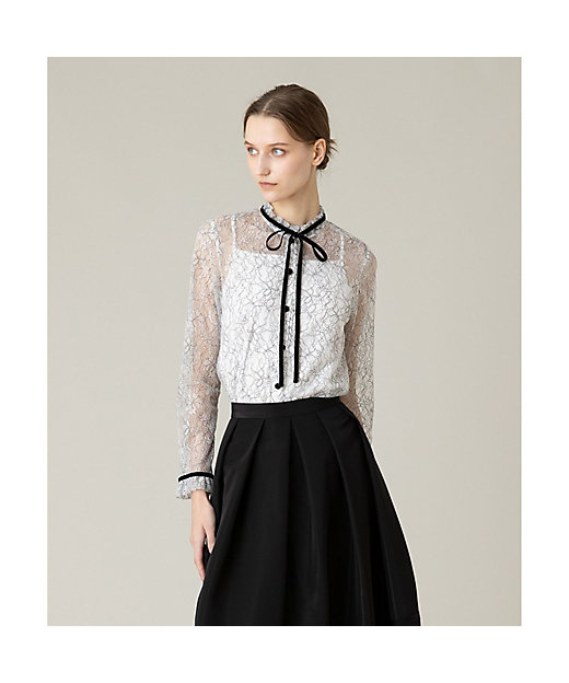 LOULOU WILLOUGHBY】レースベロアリボンブラウス