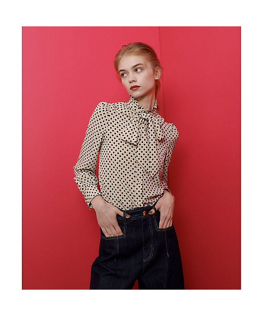 LOULOU WILLOUGHBY】◇デシンドットフリルボウタイ