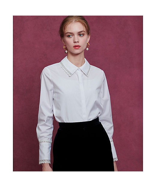 LOULOU WILLOUGHBY】レーストリミングシャツ