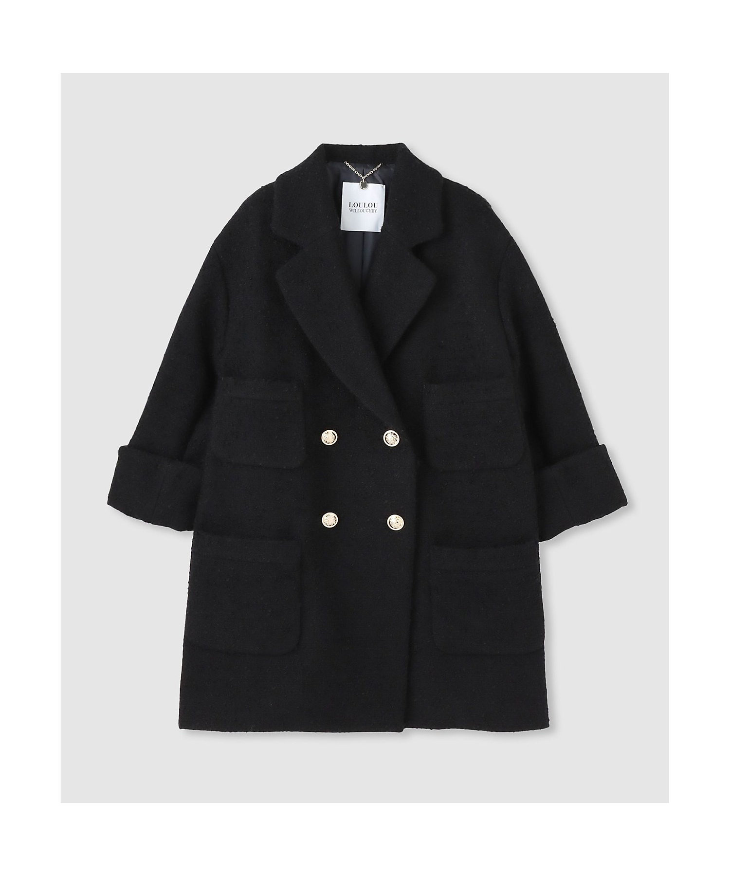 LOULOU WILLOUGHBY】ツイードダブルミドルコート