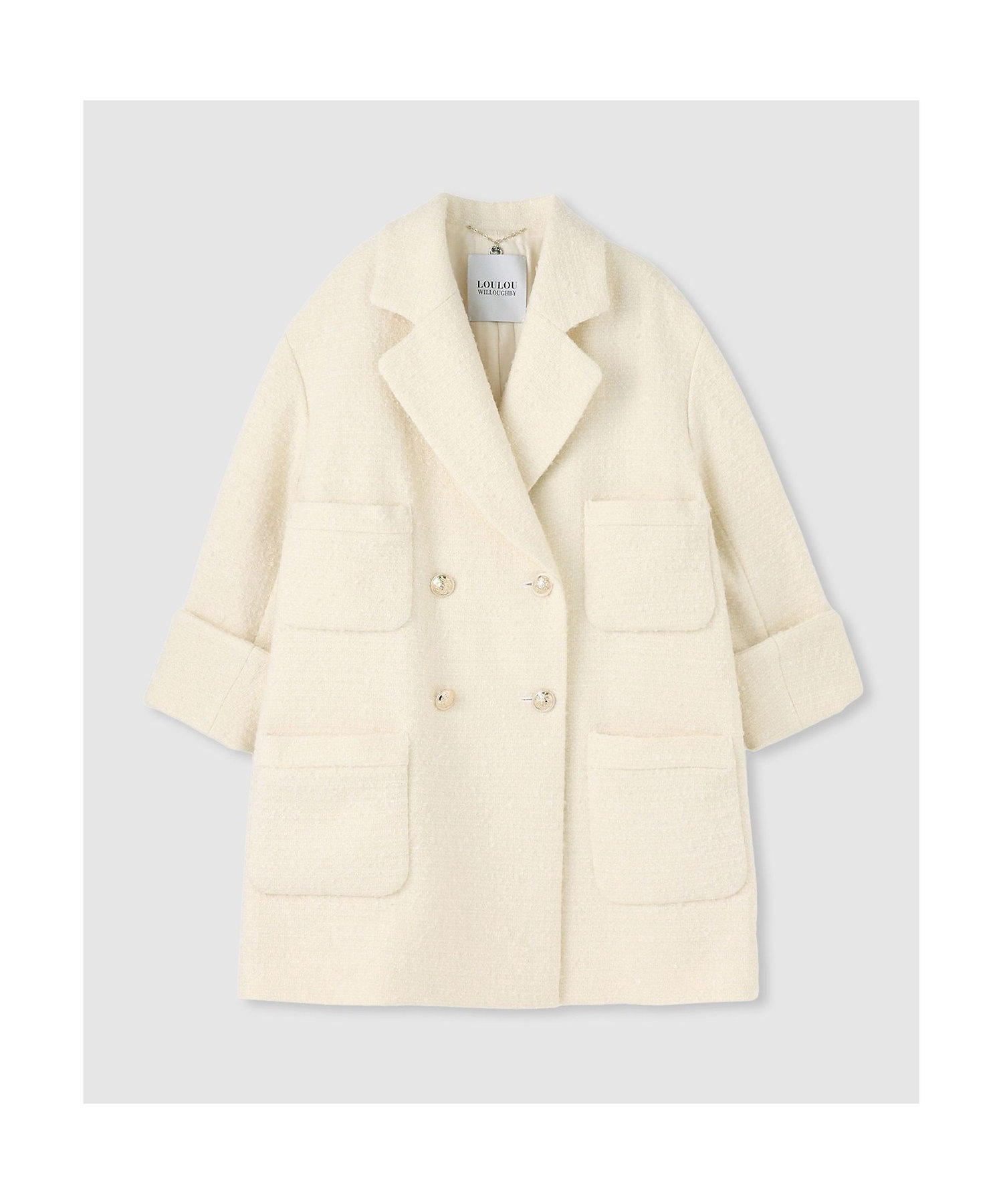 LOULOU WILLOUGHBY】ツイードダブルミドルコート