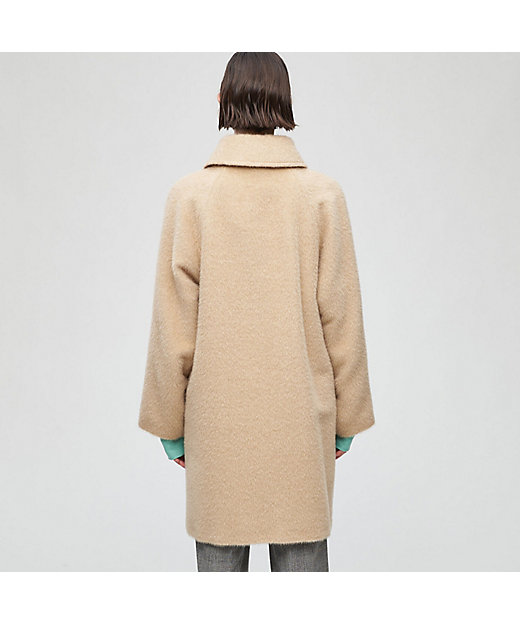 ウールアルパカモヘヤシャギー アシンメトリーカラーコート | maison