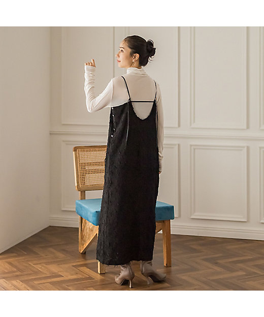 ハウンドトゥースカットジャガードワンピース≪洗濯機で洗える