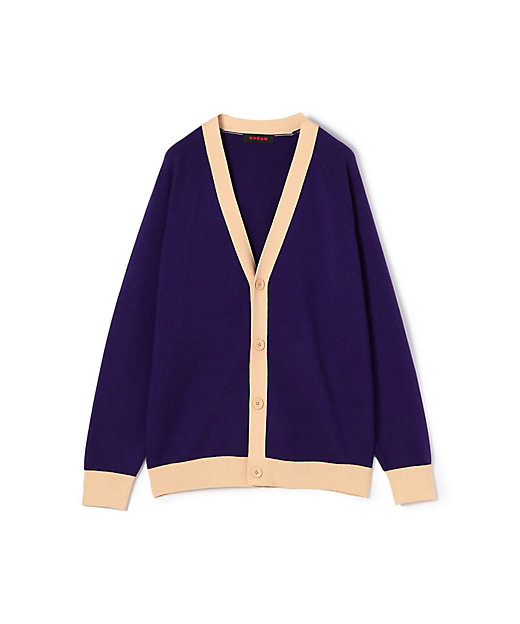 CABaN コットンカシミヤ バイカラーVネックカーディガン | CABaN