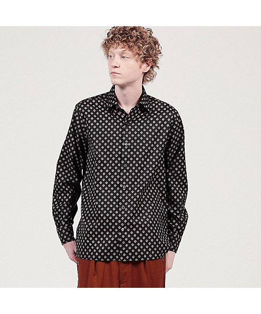 コットンビエラプリント ショートポイントワイドカラーシャツ