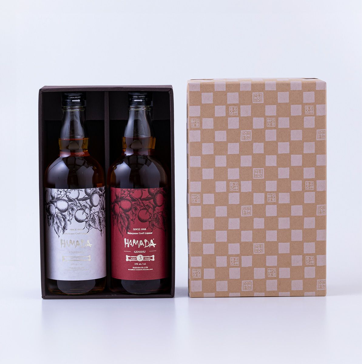 時を感じる本格梅酒セット 「HAMADA」赤ラベル＆白ラベル梅酒2本セット