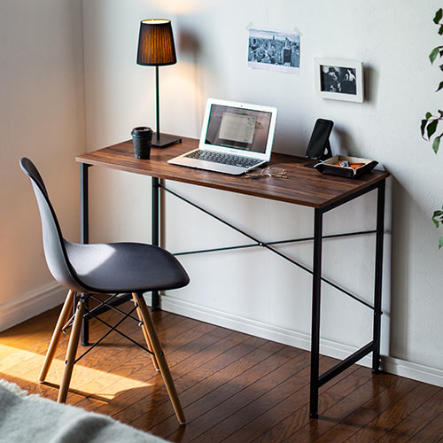 ワークデスク 幅100cm 奥行45cm 木目調 ブラウン 100-DESKN007【イス王国】