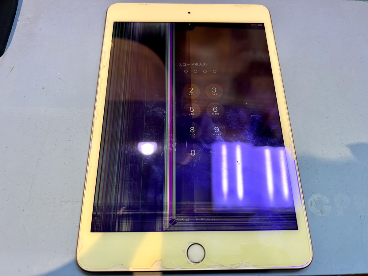 iPad mini5】画面の半分が縞模様に（本厚木） - 最長1年保証