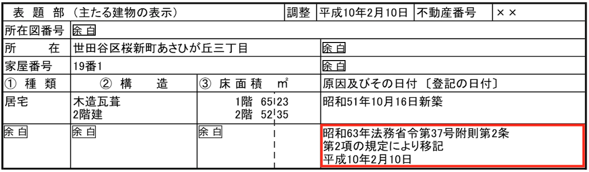 昭和63年法務省令第37号附則第2条第2項の規定により移記とはなにか