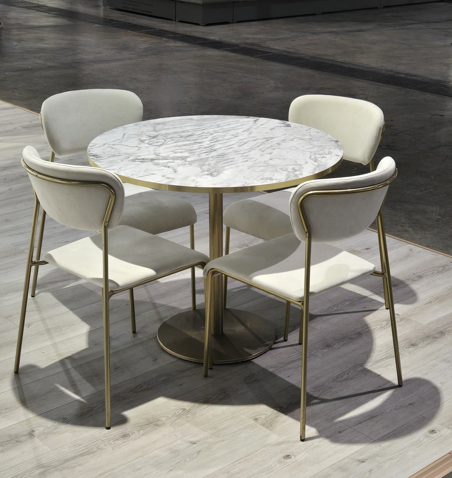 イノックスダイニング ラウンド ホワイトマーブル - Irocodesign for rent