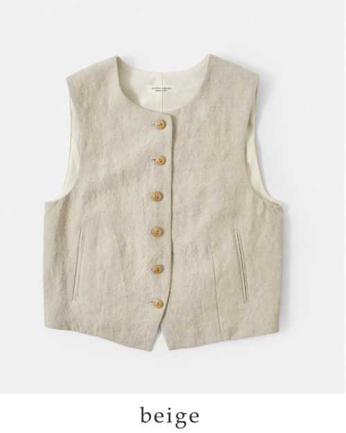 atelier naruse アトリエナルセ リネン ベスト f04062 | iroma..aranciato