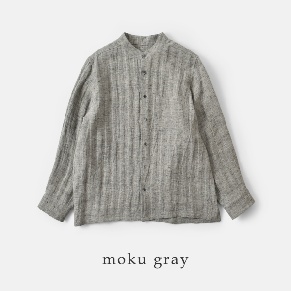 atelier naruse アトリエナルセ リネンツイード バンドカラー シャツ