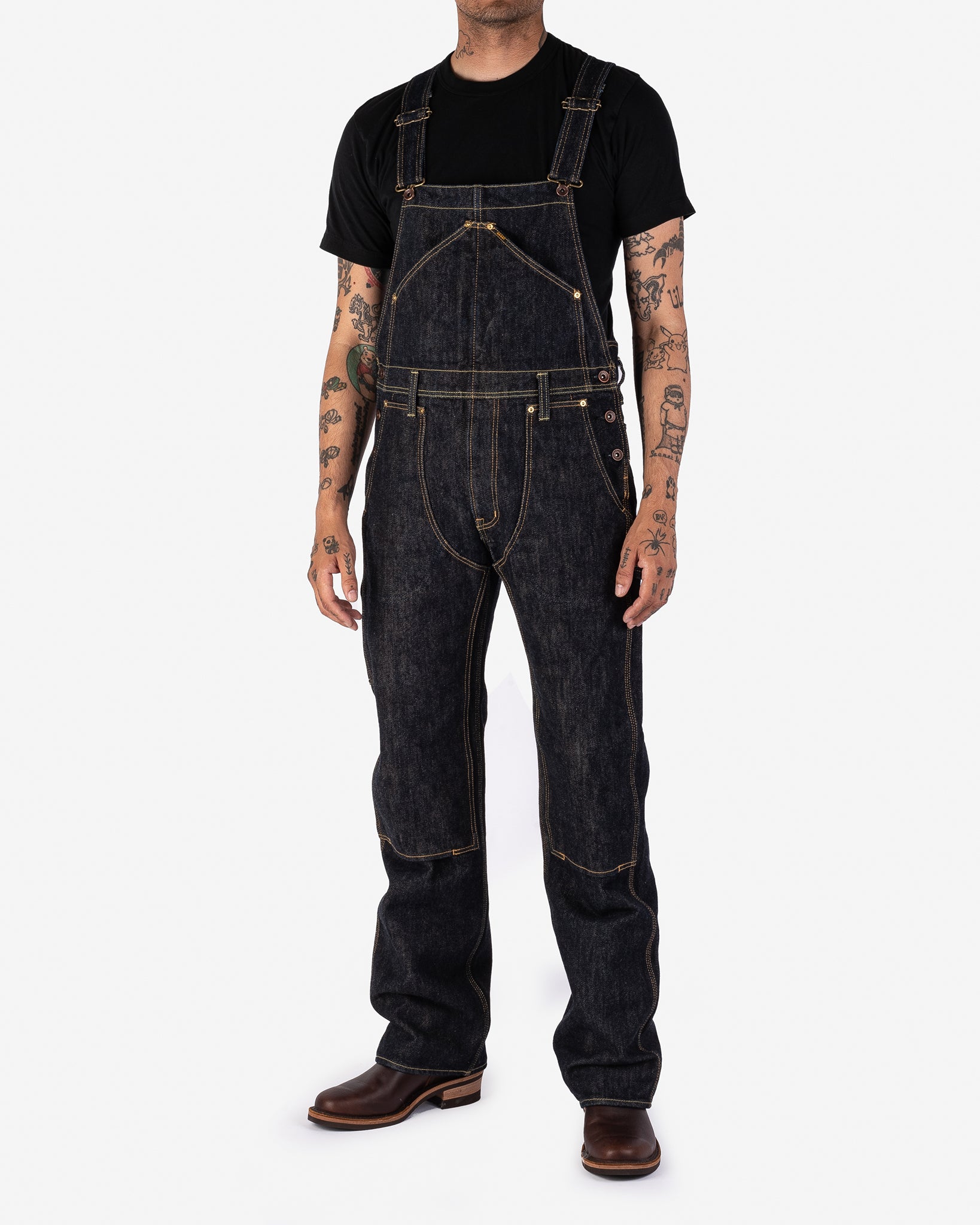 Iron Heart 21oz Japanese Selvedge Indigo Denim Double Knee Overalls
