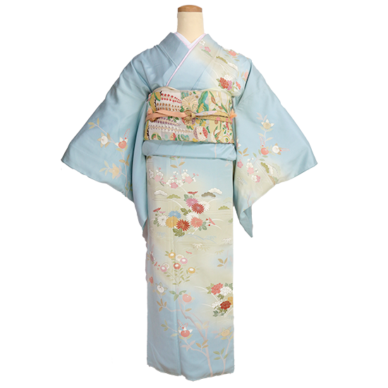 訪問着/水色に吉祥文様 | 着物オンラインレンタルサイト｜着物