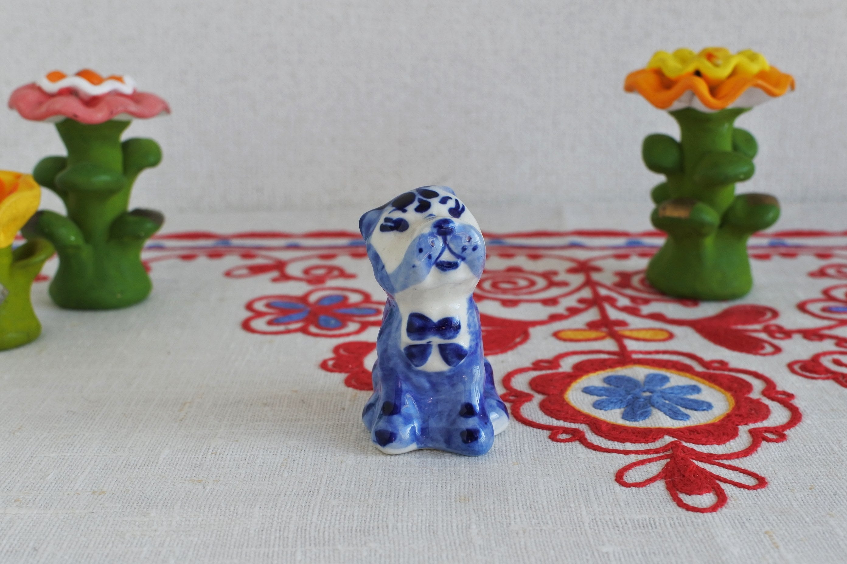 グジェリ陶器 ロシア製陶器 ロシア製食器 フィギア 手描き ロシア雑貨