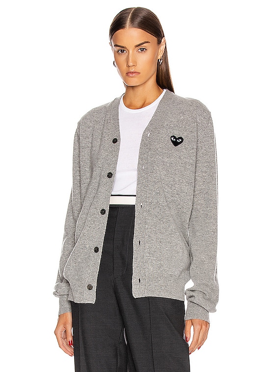 COMME des GARCONS PLAY Wool Black Heart Emblem Cardigan in Light