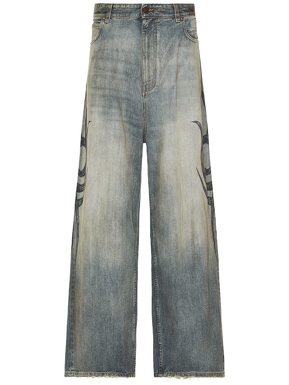 Balenciaga Stretched Knee Baggy Jeans in Stained | FWRD