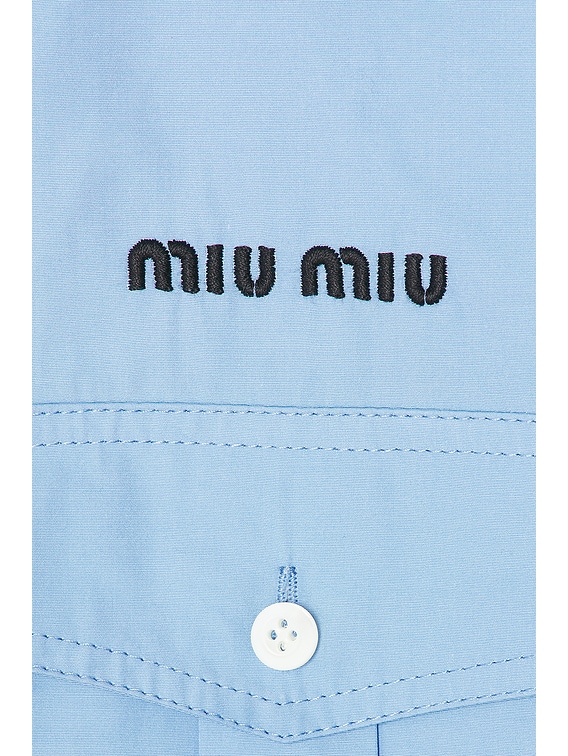 Miu Miu Cropped Button Up Top in Azzurro | FWRD