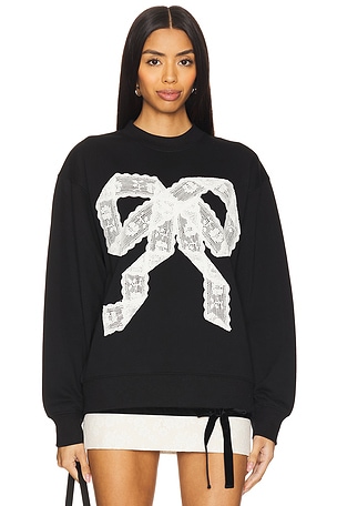 Yuhan Wang Lace Bow Sweatshirt in Black | REVOLVE