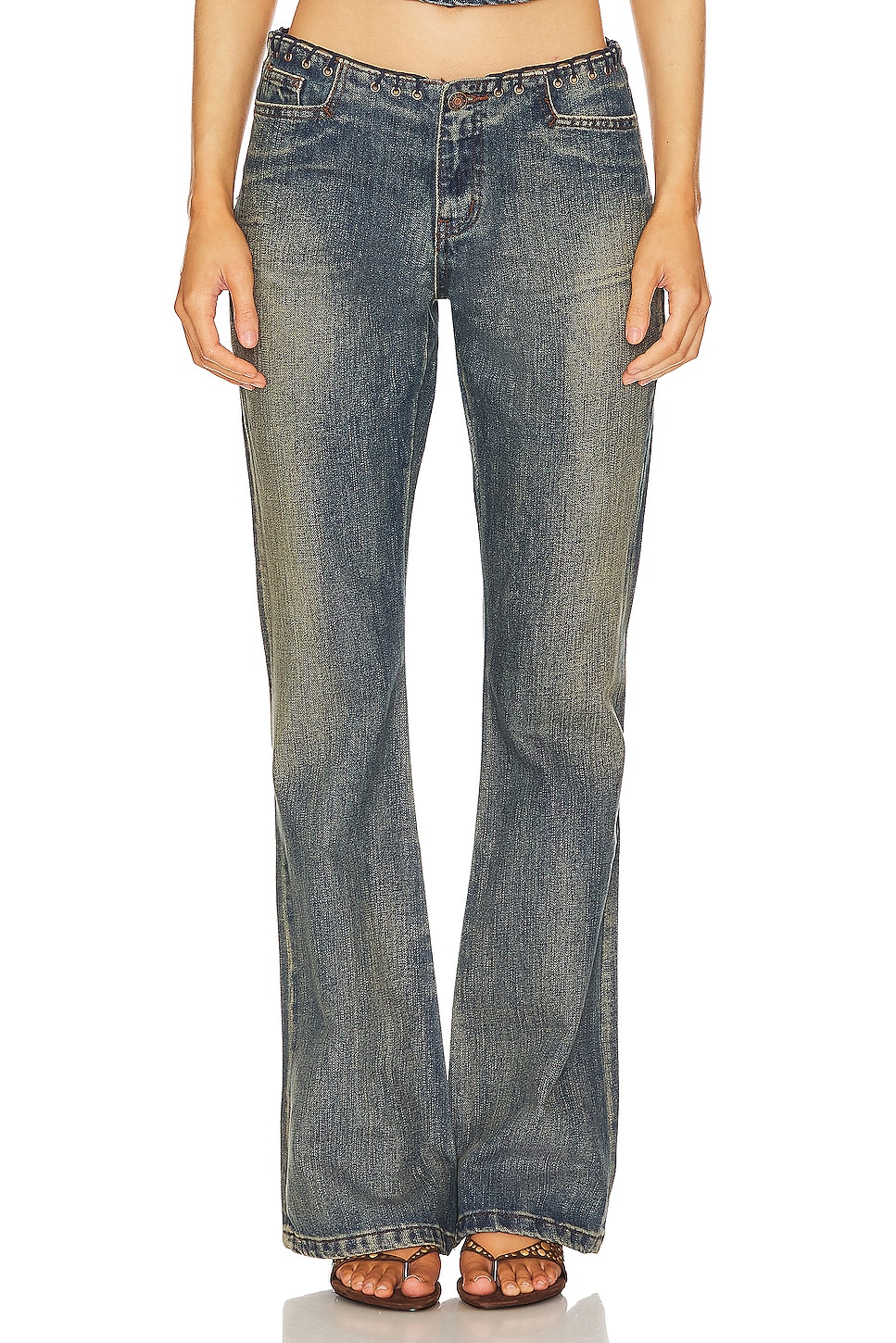 Jaded London Whipstitch Low Rise Straight Jeans in Denim | REVOLVE
