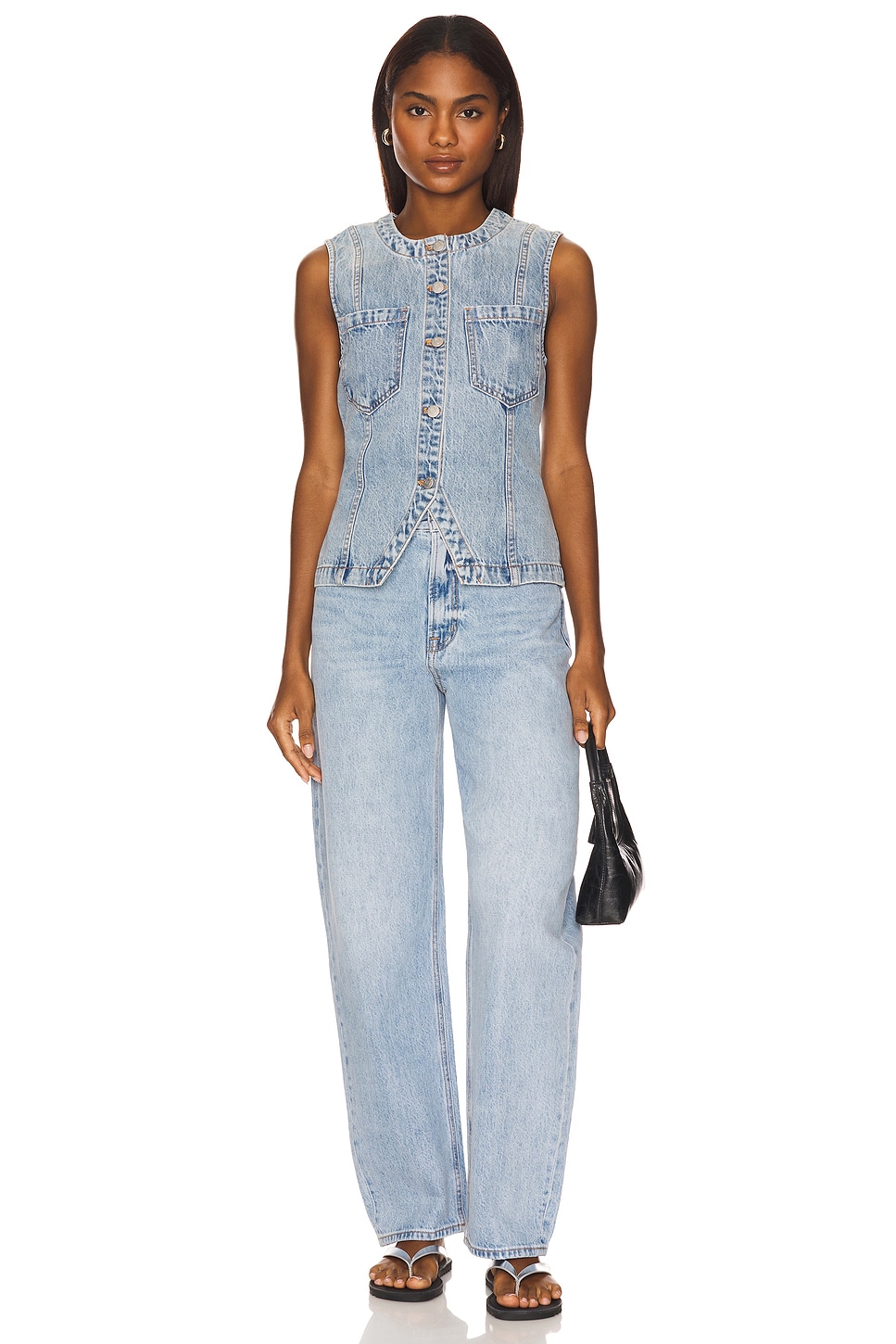 PISTOLA Gia Fitted Collar Vest in Gaze | REVOLVE