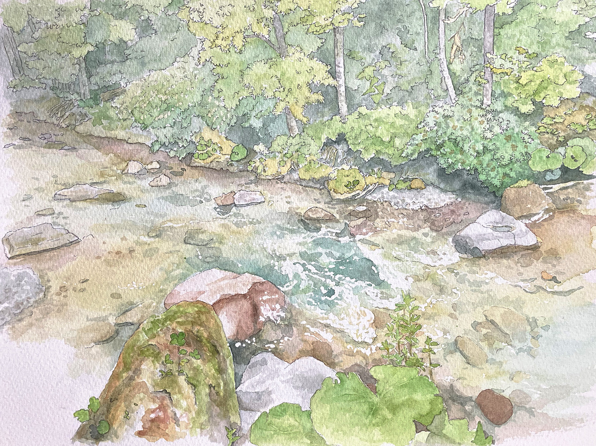 渓流 水彩画 | 岩間創作室