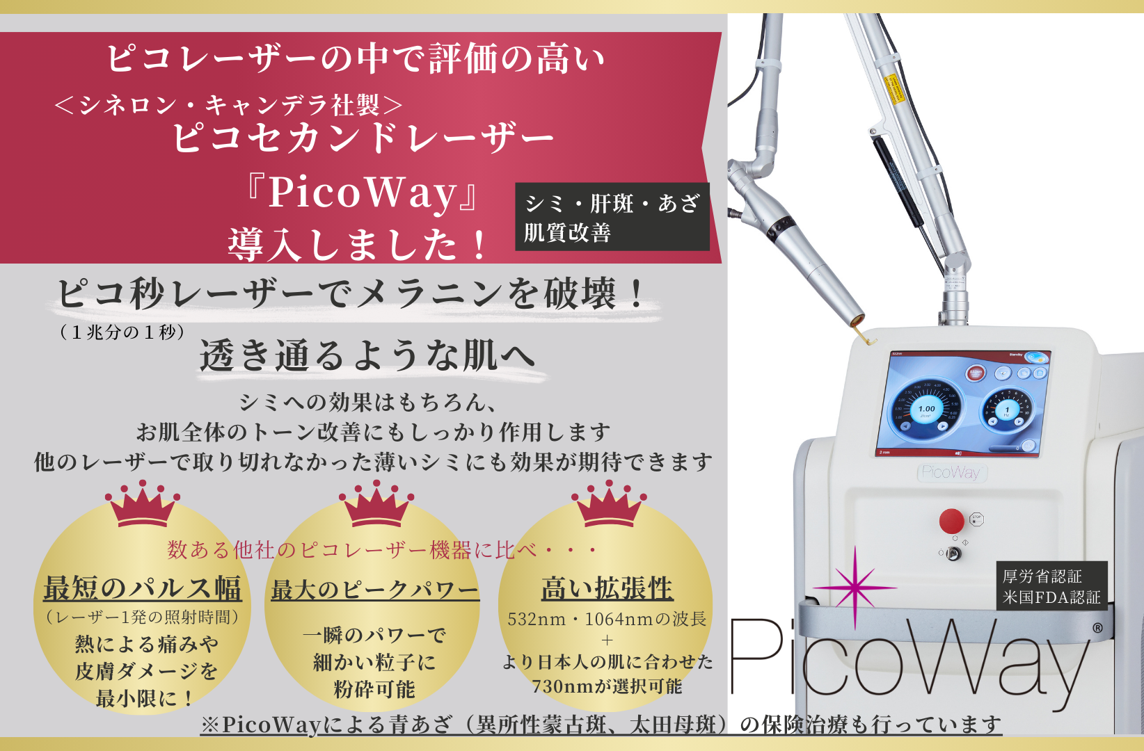 ピコセカンドレーザー【Pico Way】導入しました！ | 千葉県茂原市の