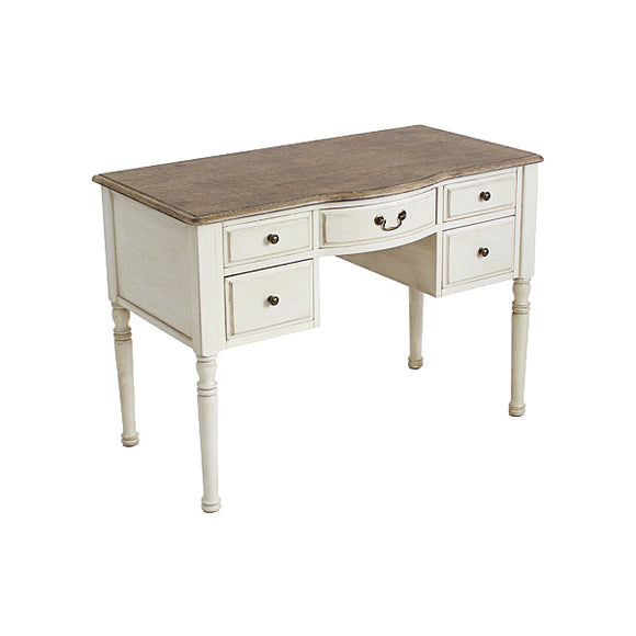 アンティーク調 デスク W約110×D約60×H約77.5cm ホワイト 引出し