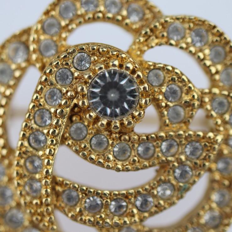 美品 Christian Dior クリスチャンディオール ブローチ メタル ライン