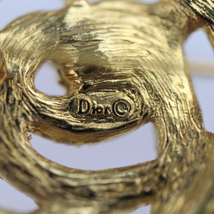美品 Christian Dior クリスチャンディオール ブローチ メタル ライン